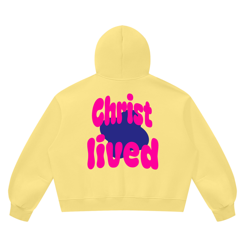 boxy "Christ Lived" hoodie