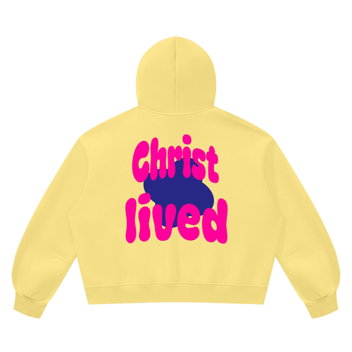 boxy "Christ Lived" hoodie